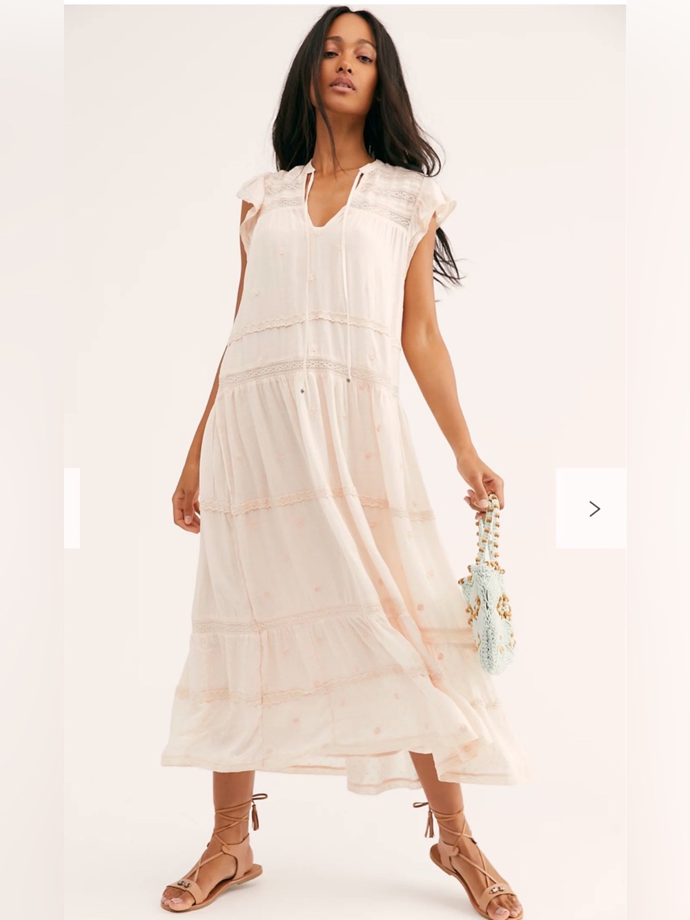 Free People Pale Pink Midnight Midi Dress L
